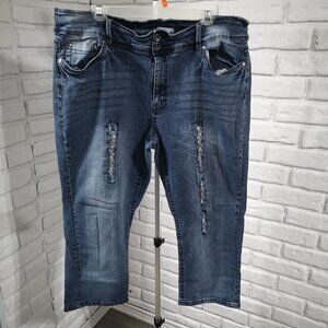 Blue Crush Plus Ladies Medium Wash Size 22 Distressed Blue Jeans